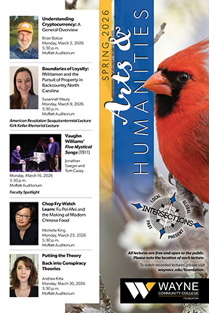 Thumbnail poster showing the lineup for the Arts and Humanities Spring 2026 series.